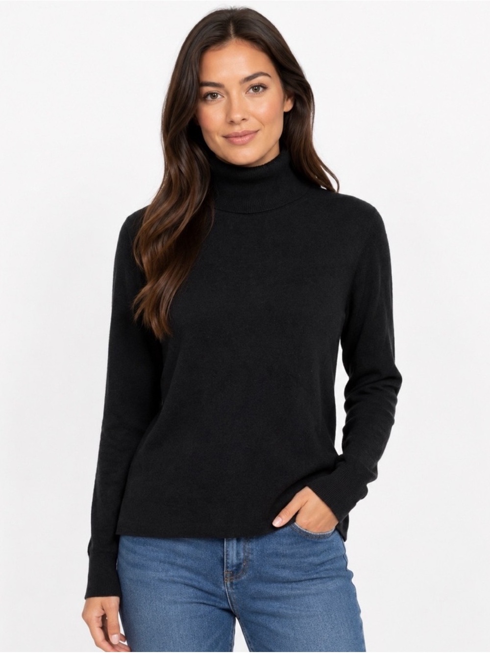 NWT J. Crew Everyday 100% Cashmere Black Turtleneck Sweater, sz X-Small